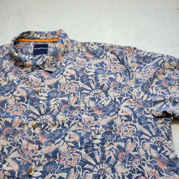 Tommy Bahama Shirt Mens 3XL Silk Floral All Over Pattern Hawaiian Blue Pink SS - Picture 2 of 7